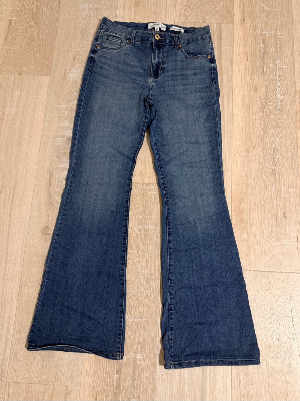 Celebrity Pink Dark Blue Mid Rise Flare Jeans Junior Size 7